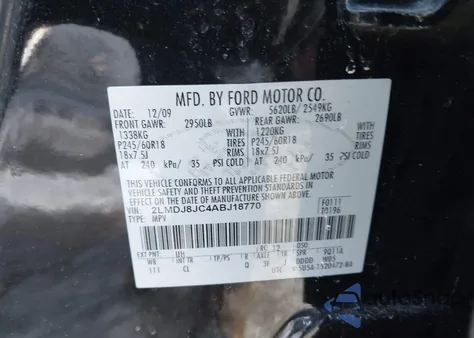 2010 Lincoln Mkx из США, поврежденный, VIN 2LMDJ8JC4ABJ18770